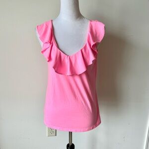 LILLY PULITZER Alessa Pink Ruffled Tank Top—SZ. Small